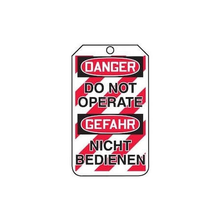 Accuform Safety Tags, DANGER DO NOT OPERATE BILINGUAL GERMAN, 5.75in x 3.25in, RP-Plastic, 5PK TMG216PTM